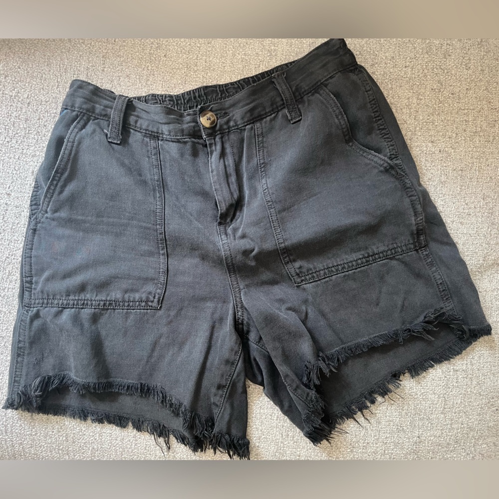 Aerie Grey High-Waisted Distressed Shorts